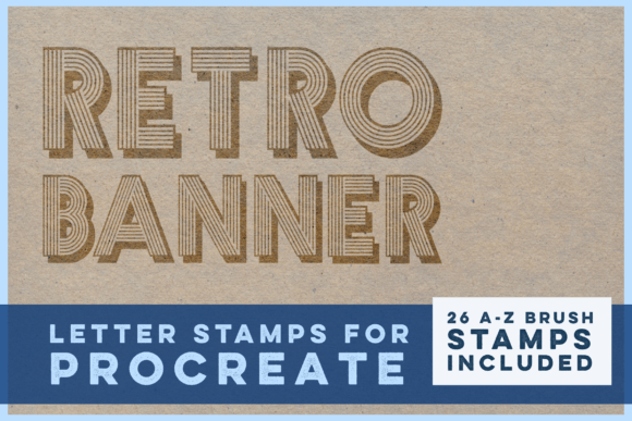 Download Retro Banner Letter Stamp Brushes - Premium Bundle