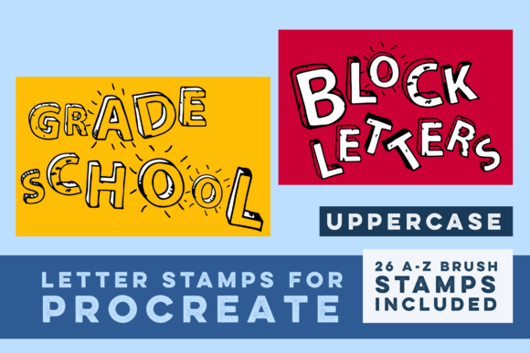 Download Grade School Block Letter Stamps - Premium Bundle